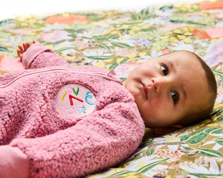 Kip & Co Pink Sprinkle Sherpa Long Sleeve Zip Romper