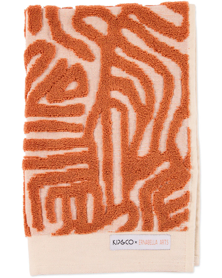 Kip & Co Kalaya Tjukurpa Sand Embossed Terry Hand Towel