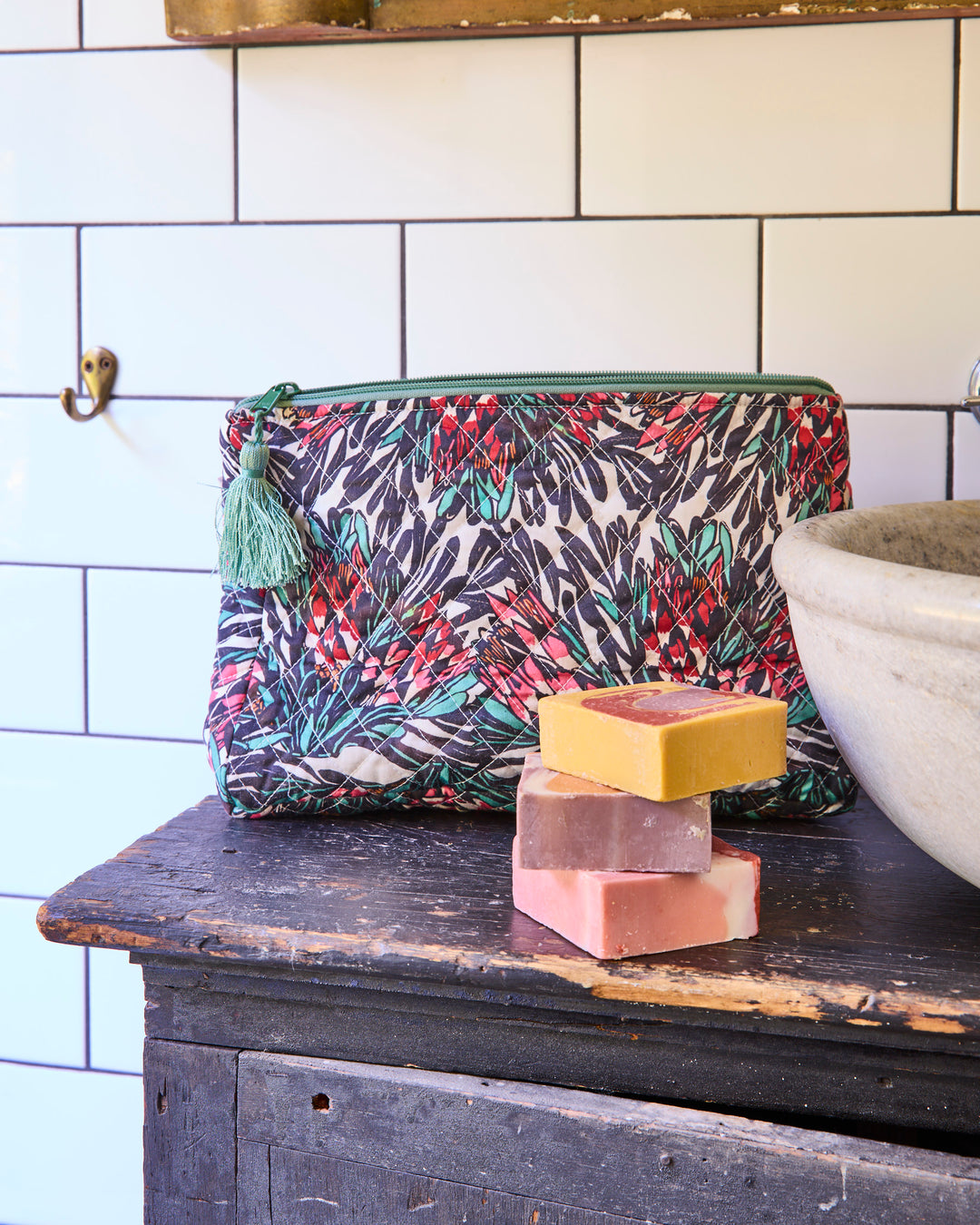 Kip & Co x Margaret Preston Protea Party Quilted Cotton Toiletry Purse