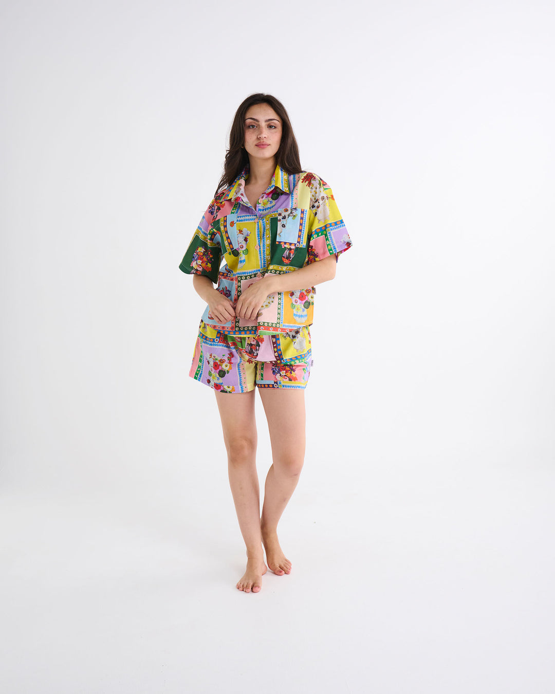 Kip & Co x Margaret Preston Margaret's Vase Adult Organic Cotton Short Sleeve Shirt & Short Pyjama Set