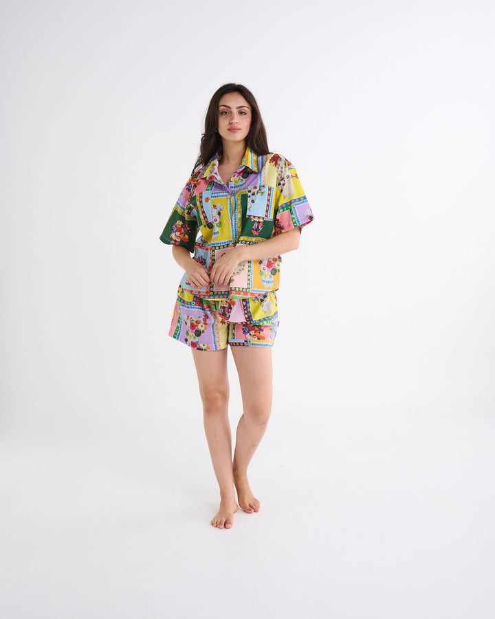 Kip & Co x Margaret Preston Margaret's Vase Adult Organic Cotton Short Sleeve Shirt & Short Pyjama Set