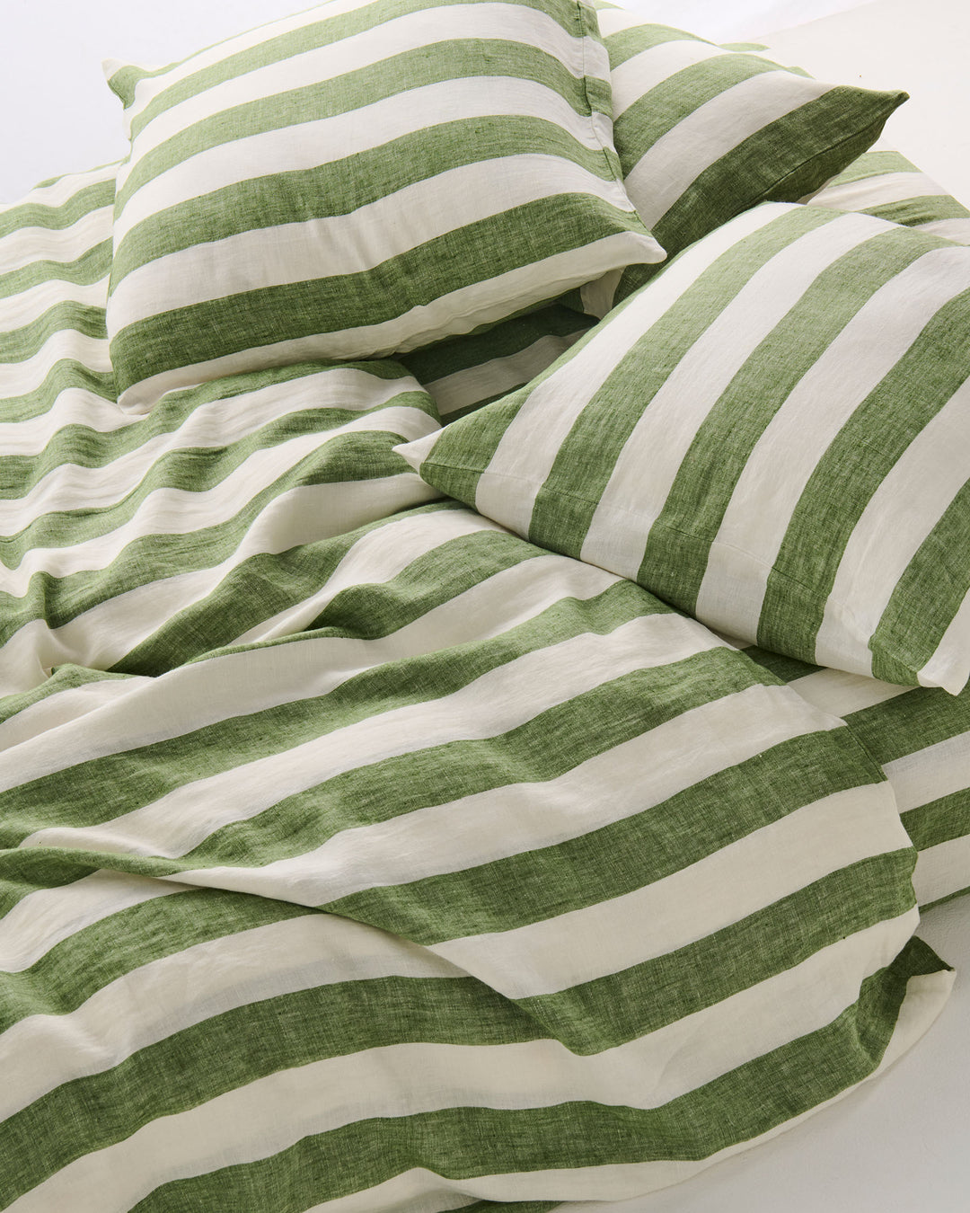 Kip & Co Moss Stripe Linen European Pillowcases