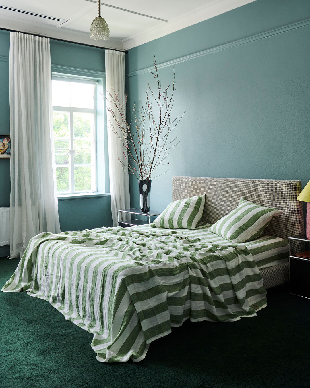 Kip & Co Moss Stripe Linen European Pillowcases