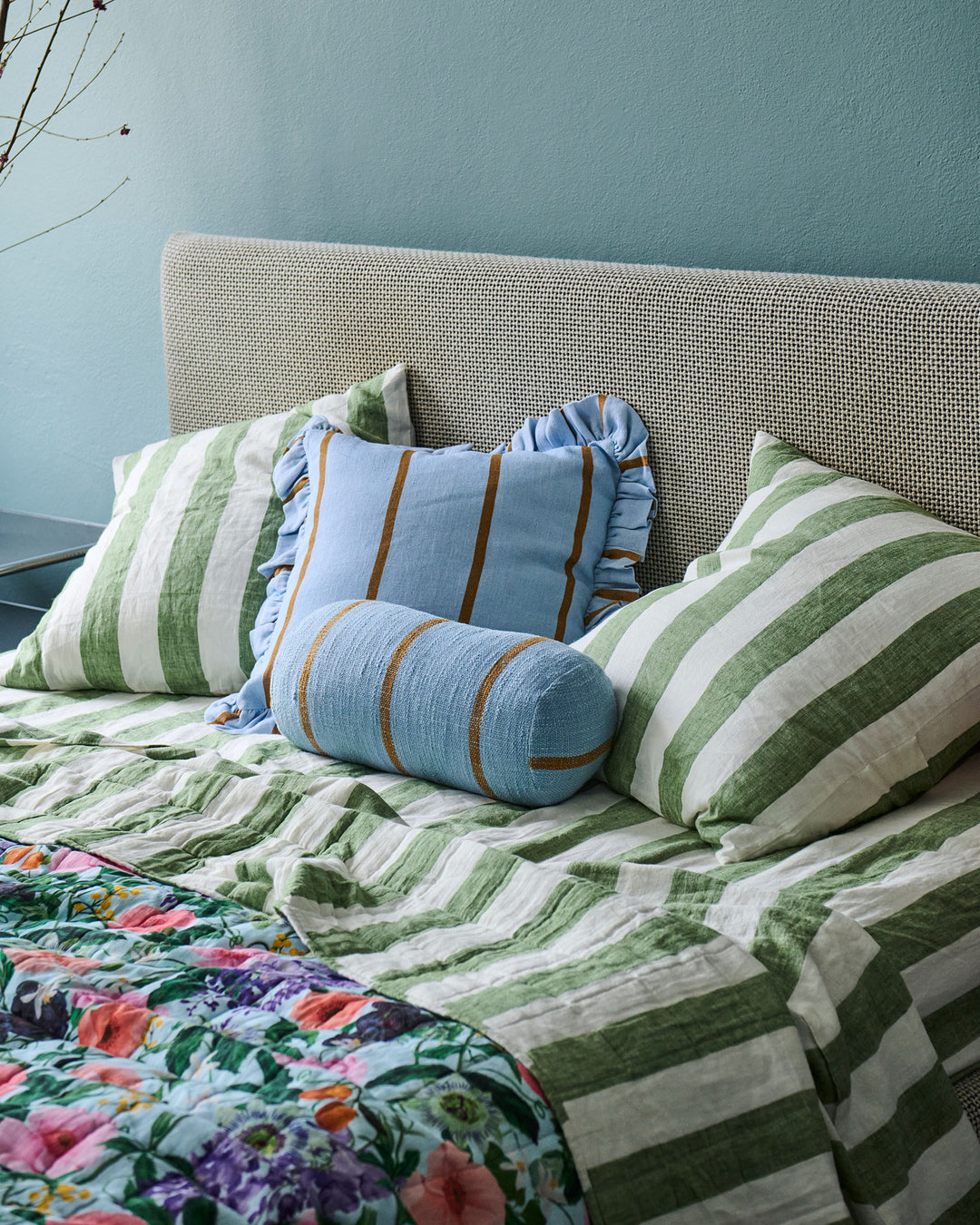 Kip & Co Moss Stripe Linen European Pillowcases