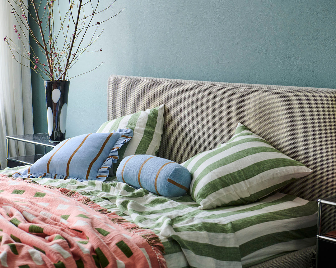 Kip & Co Moss Stripe Linen European Pillowcases