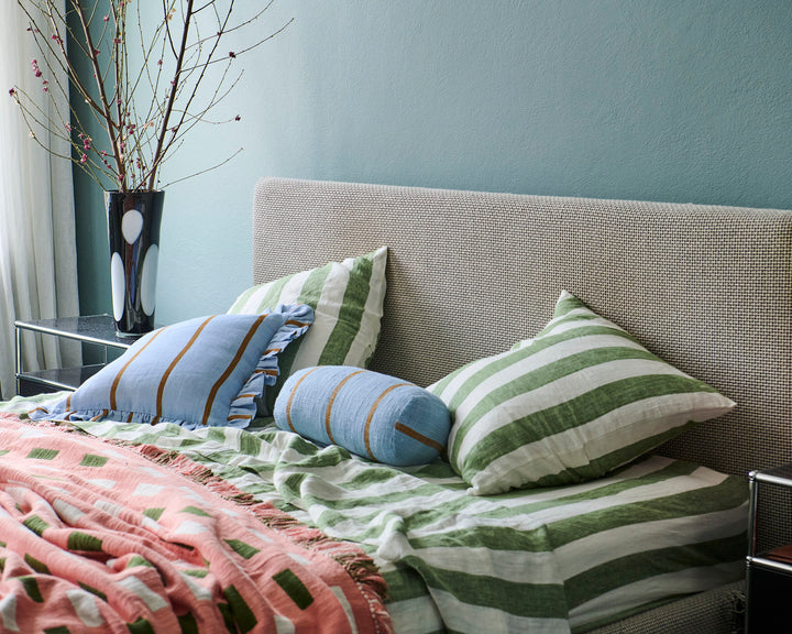 Kip & Co Moss Stripe Linen European Pillowcases