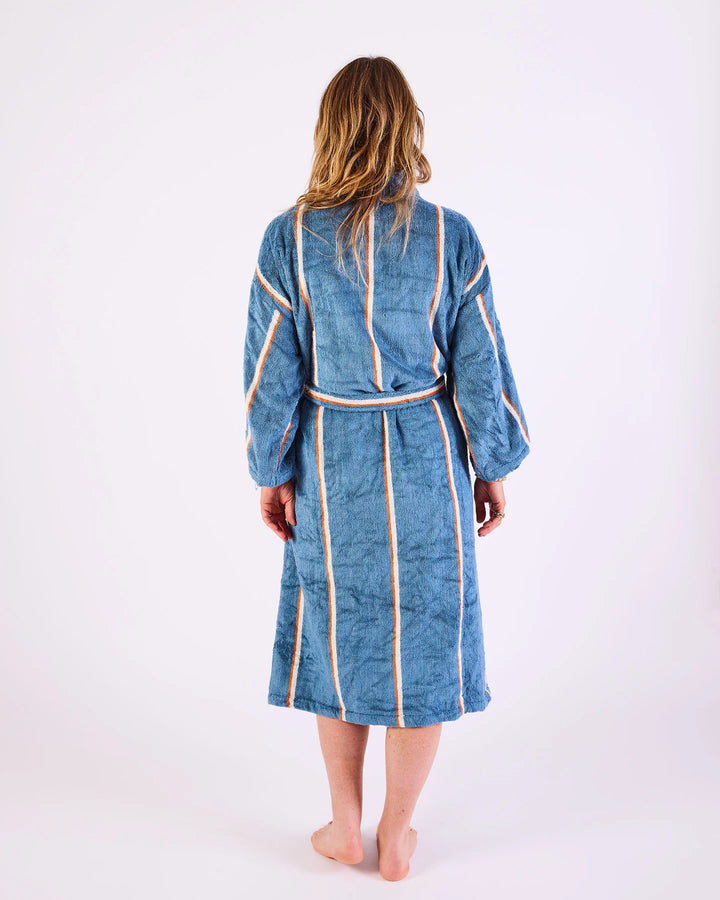 Kip & Co Blue Lagoon Stripe Bamboo Terry Bath Robe