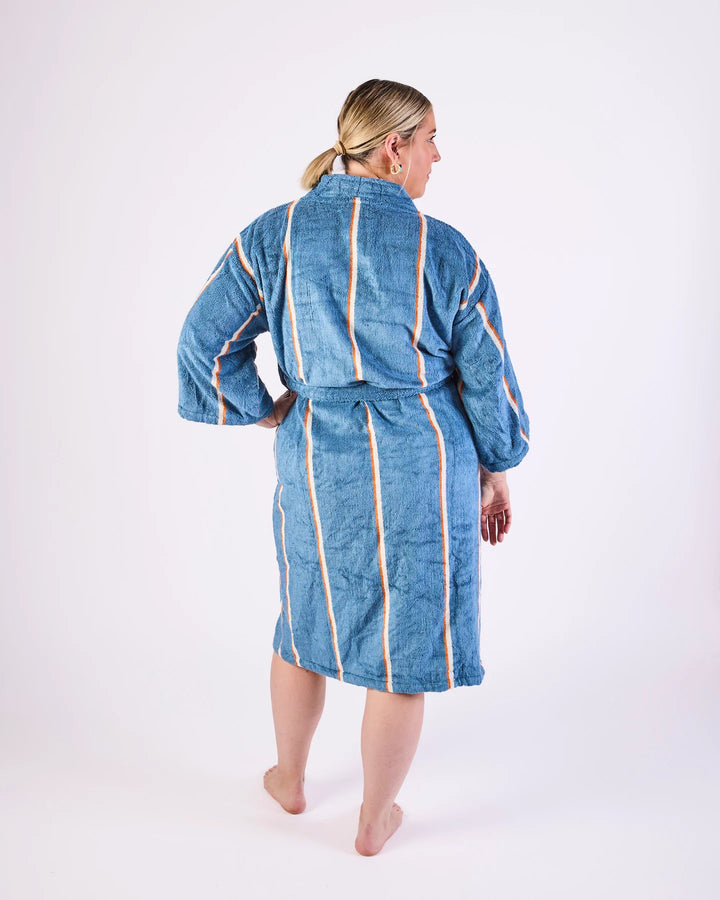 Kip & Co Blue Lagoon Stripe Bamboo Terry Bath Robe