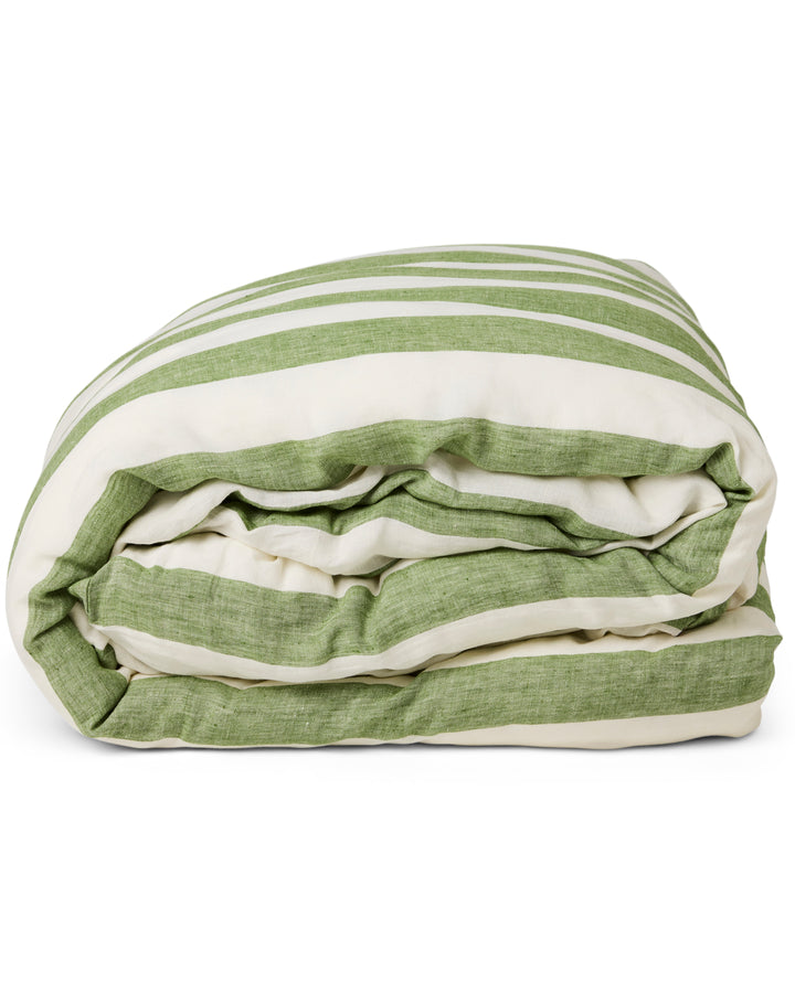 Kip & Co Moss Stripe Linen Quilt Cover