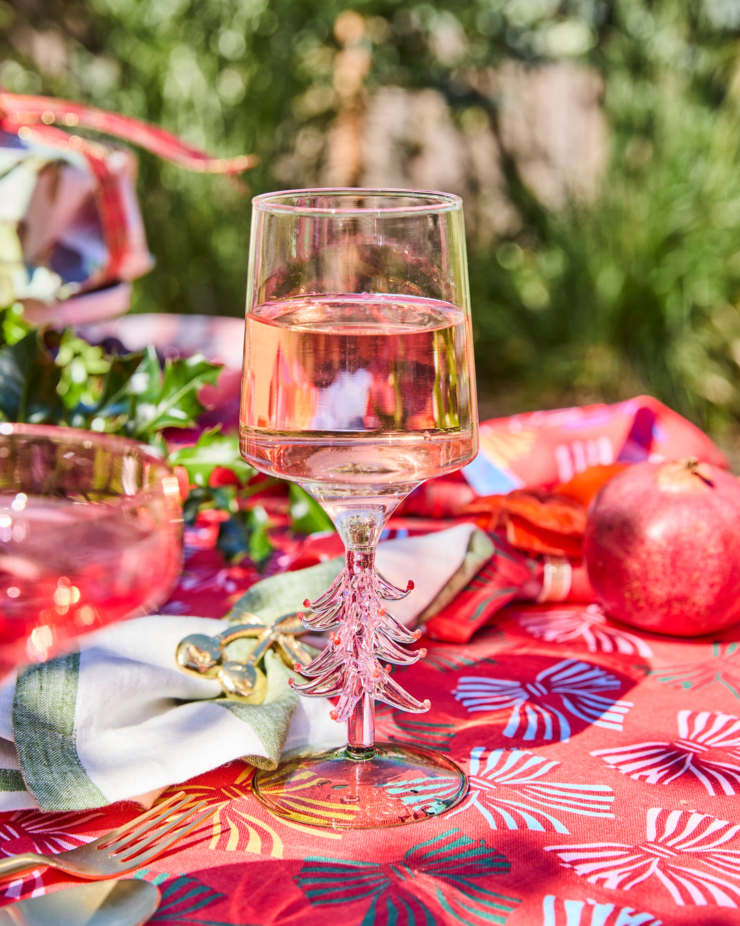 Kip & Co Tickled Pink Christmas Wine Glass 2P Set