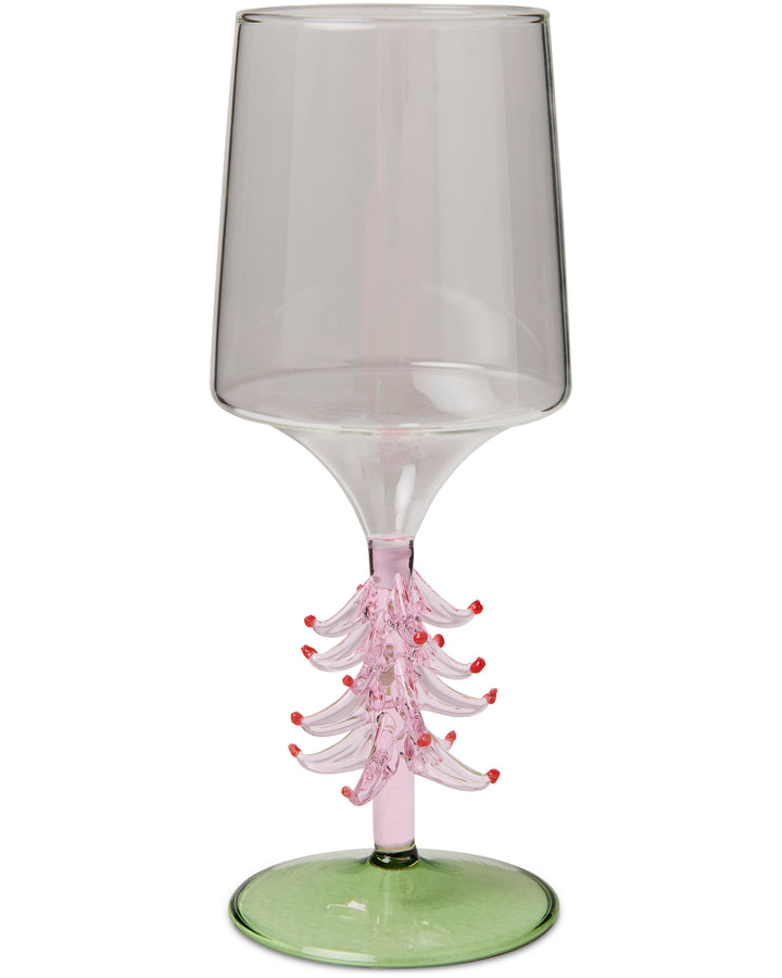 Kip & Co Tickled Pink Christmas Wine Glass 2P Set - Glassware
