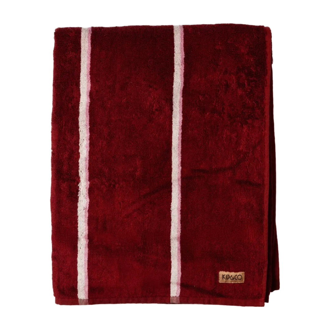 Kip & Co Ruby Rose Stripe Bamboo Terry Bath Sheet