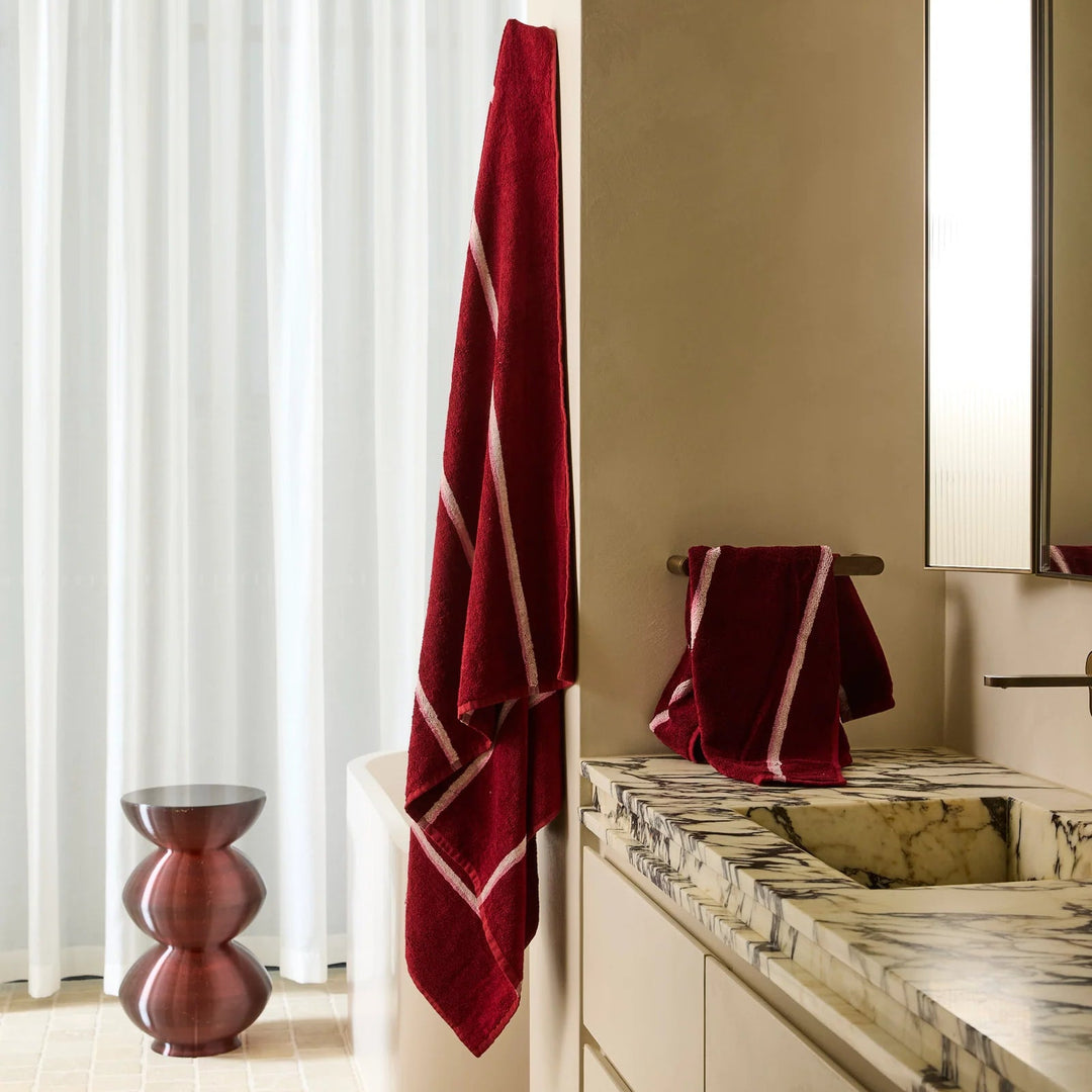 Kip & Co Ruby Rose Stripe Bamboo Terry Bath Sheet
