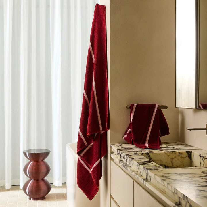 Kip & Co Ruby Rose Stripe Bamboo Terry Bath Sheet
