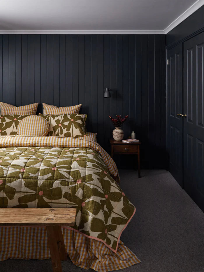 Mosey Me Olive Poppy Quilted Throw