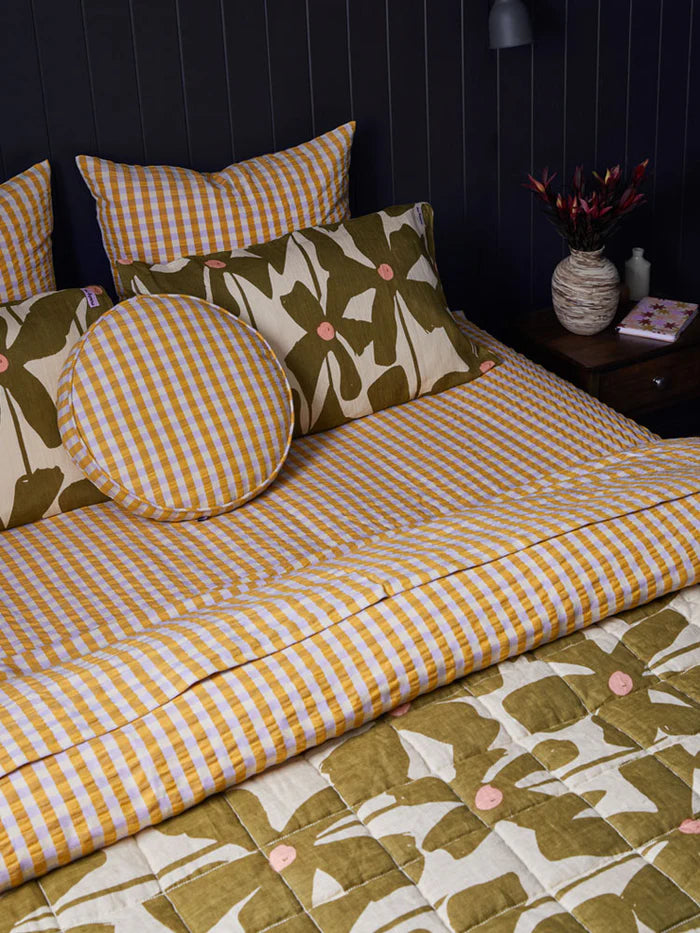 Mosey Me Olive Poppy Quilted Throw