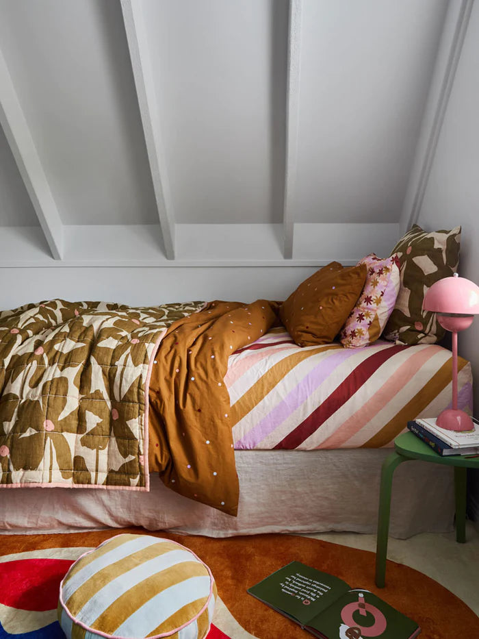 Mosey Me Olive Poppy Quilted Throw