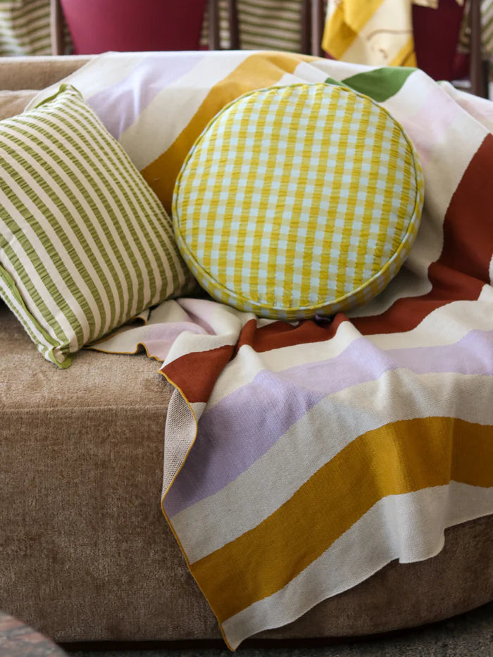 Mosey Me Citrus Seersucker Round Cushion Sale price