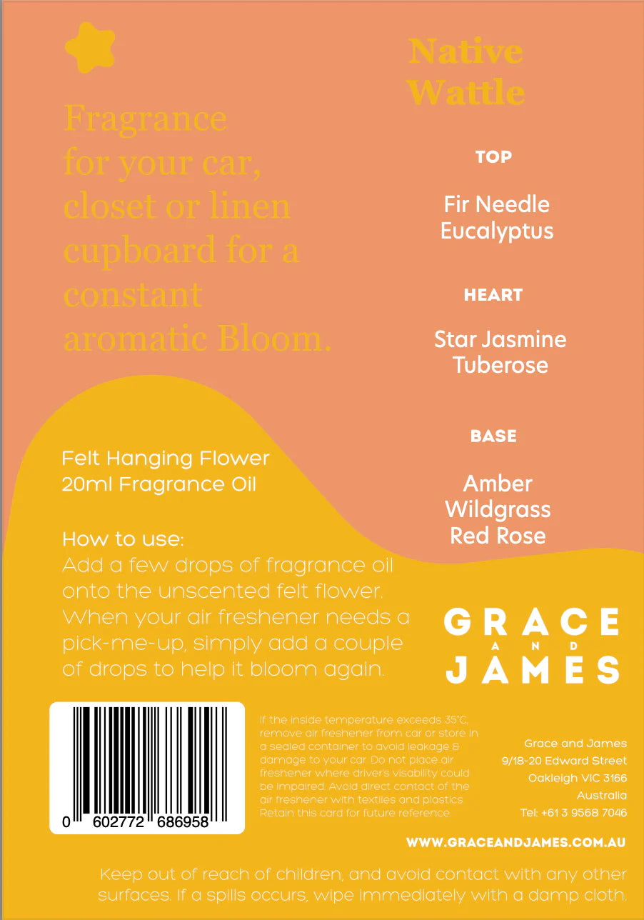 Grace and James Native Wattle Felt Air Freshener