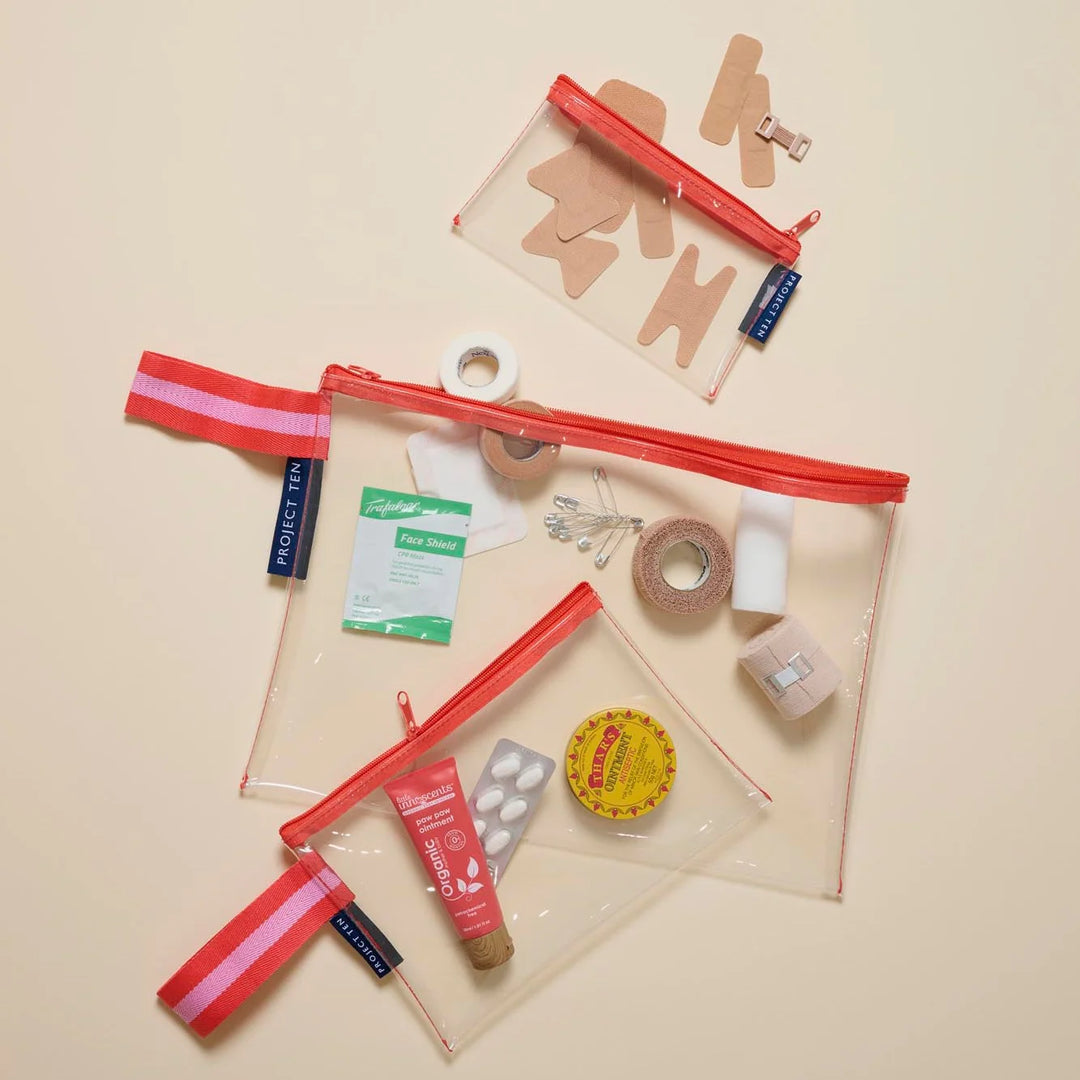 Project Ten Clear Zip Pouch Bundle – Red