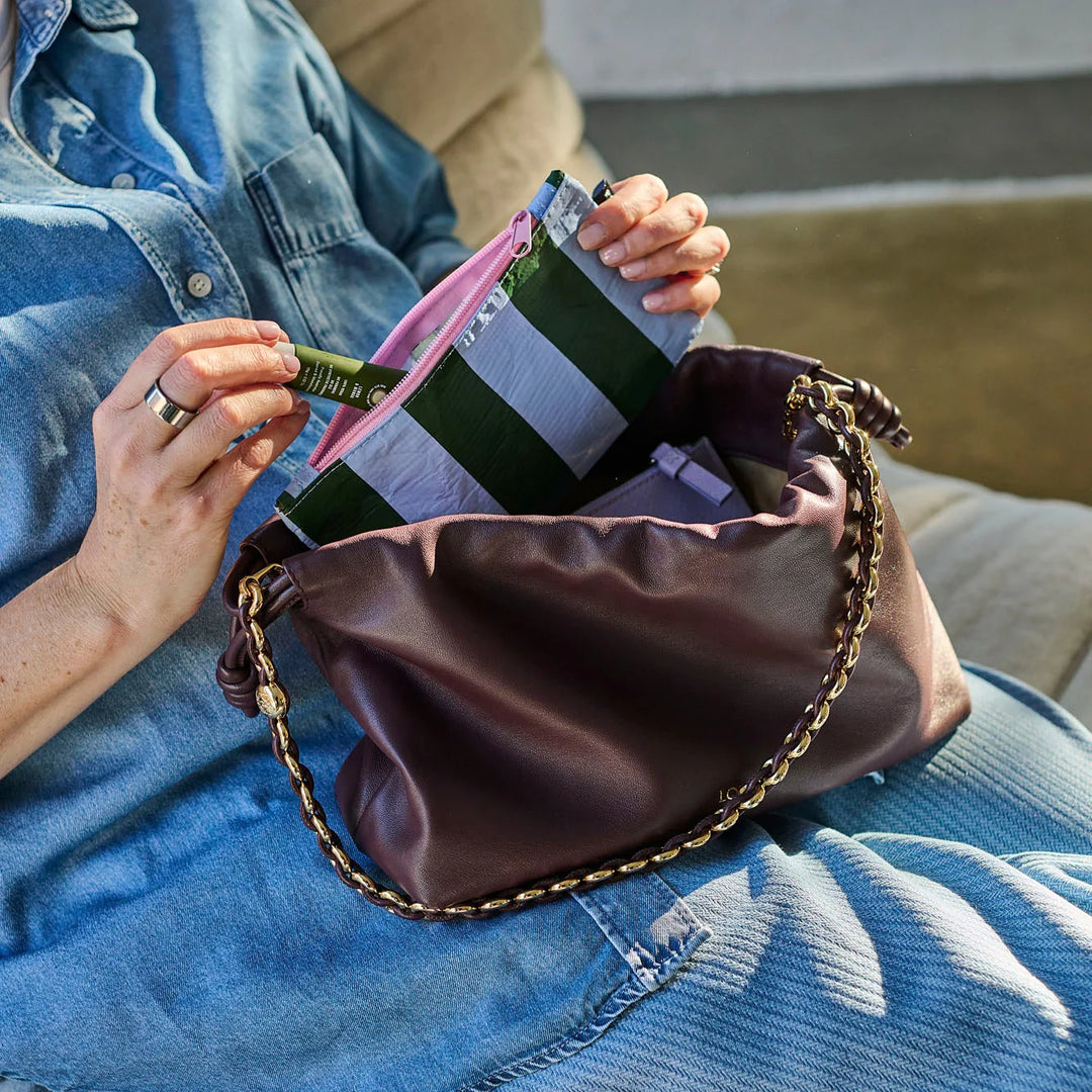 Project Ten Tiny Pouch - Green Blue Stripe