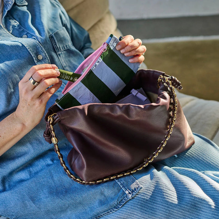 Project Ten Tiny Pouch - Green Blue Stripe