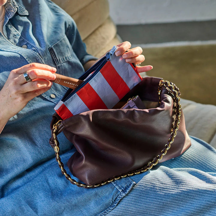 Project Ten Tiny Pouch - Red Blue Stripe