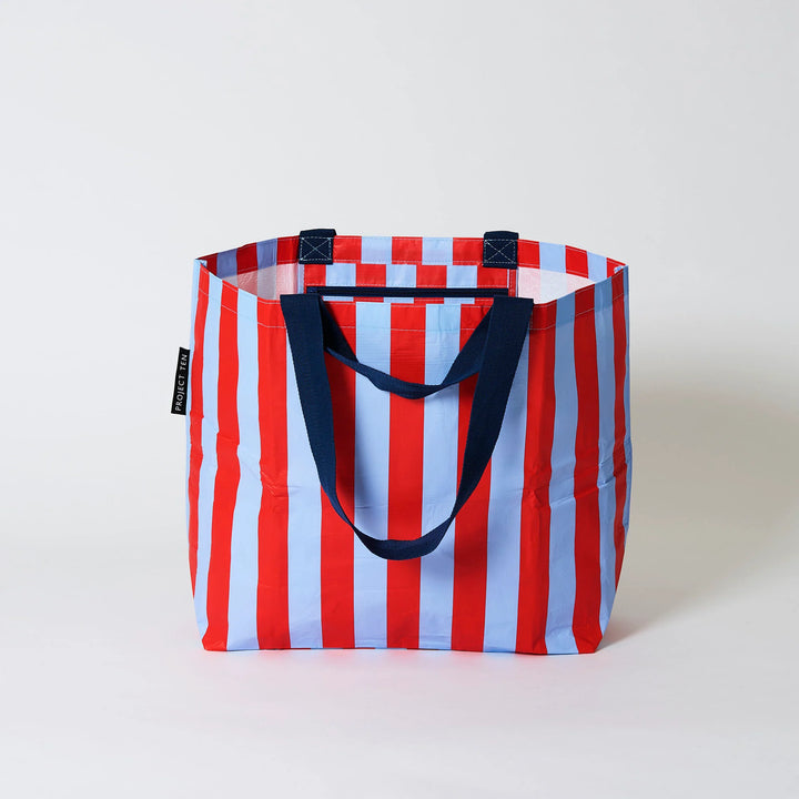 Project Ten Medium Tote - Red Blue Stripe - Reusable Bags