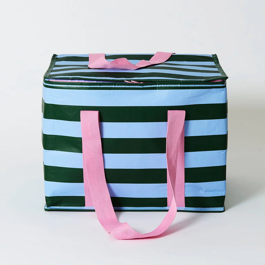 Project Ten Large Insulated Tote - Green Blue Stripe