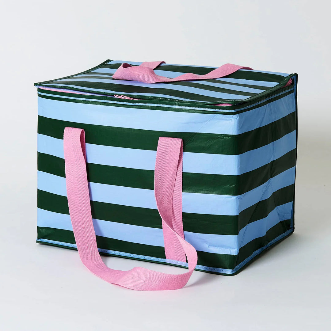 Project Ten Large Insulated Tote - Green Blue Stripe