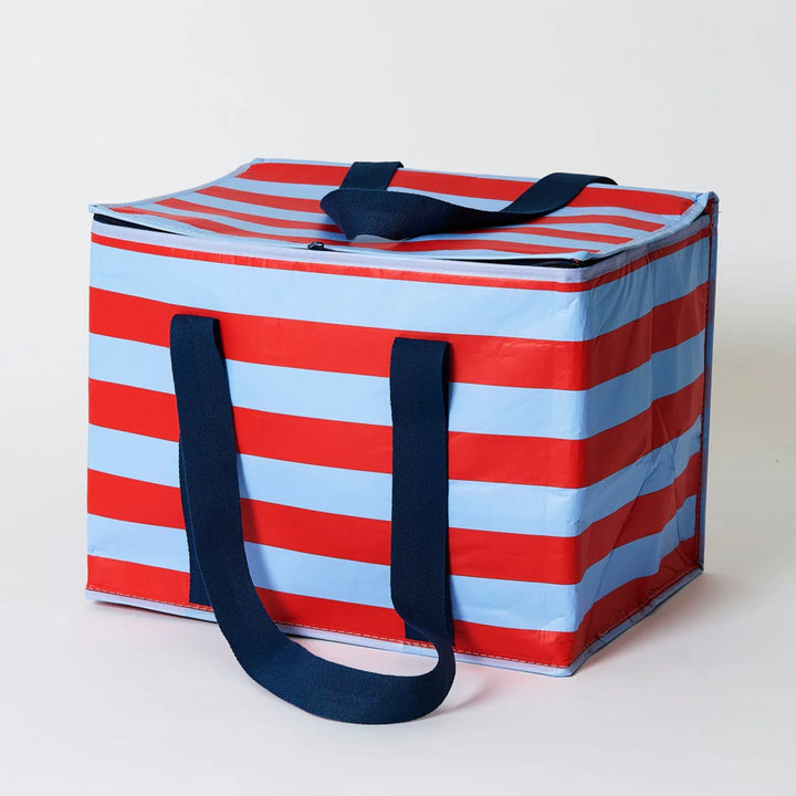 Project Ten Large Insulated Tote - Red Blue Stripe