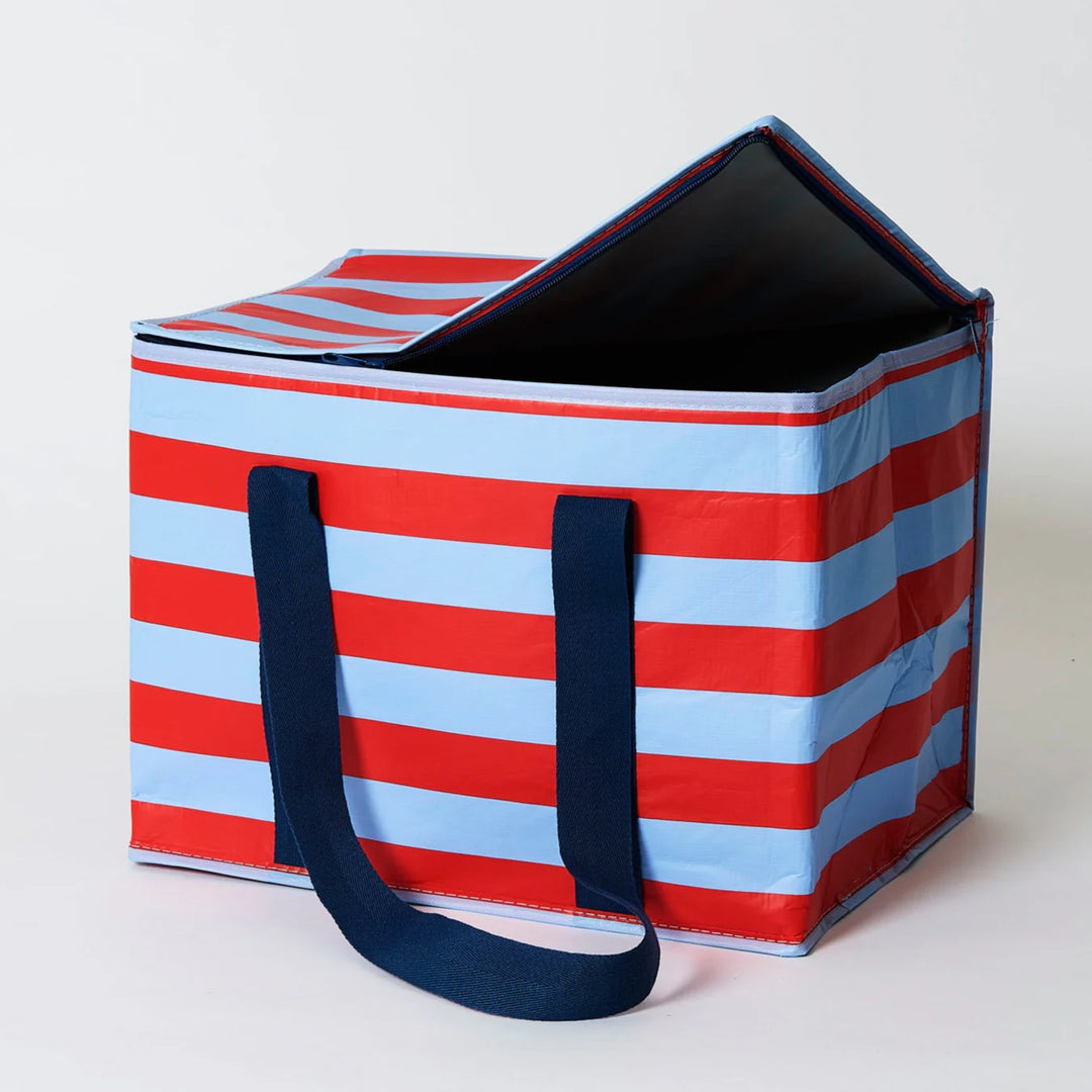 Project Ten Large Insulated Tote - Red Blue Stripe