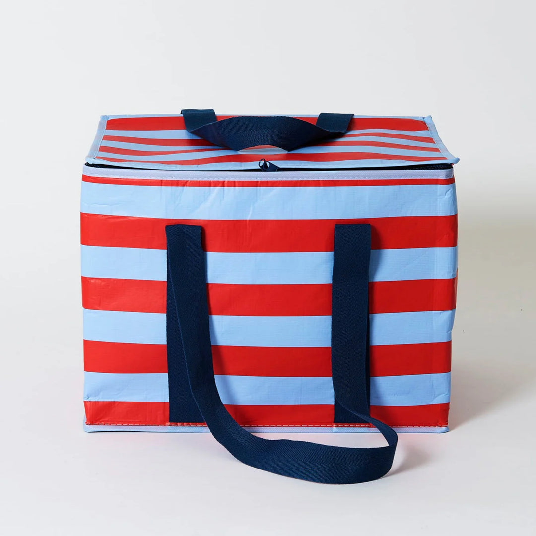 Project Ten Large Insulated Tote - Red Blue Stripe