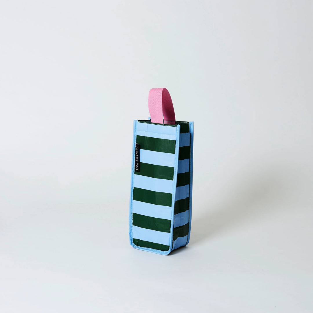 Project Ten Wine Bag - Green Blue Stripe