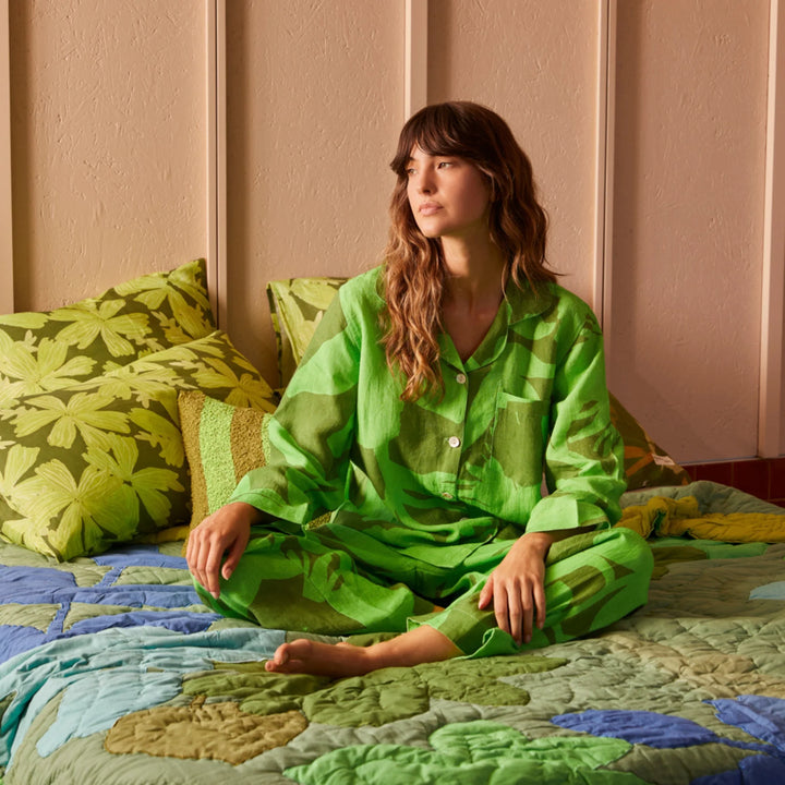 Bonnie & Neil Carmine Green Pyjamas Set