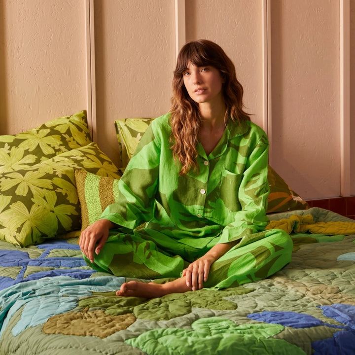 Bonnie & Neil Carmine Green Pyjamas Set