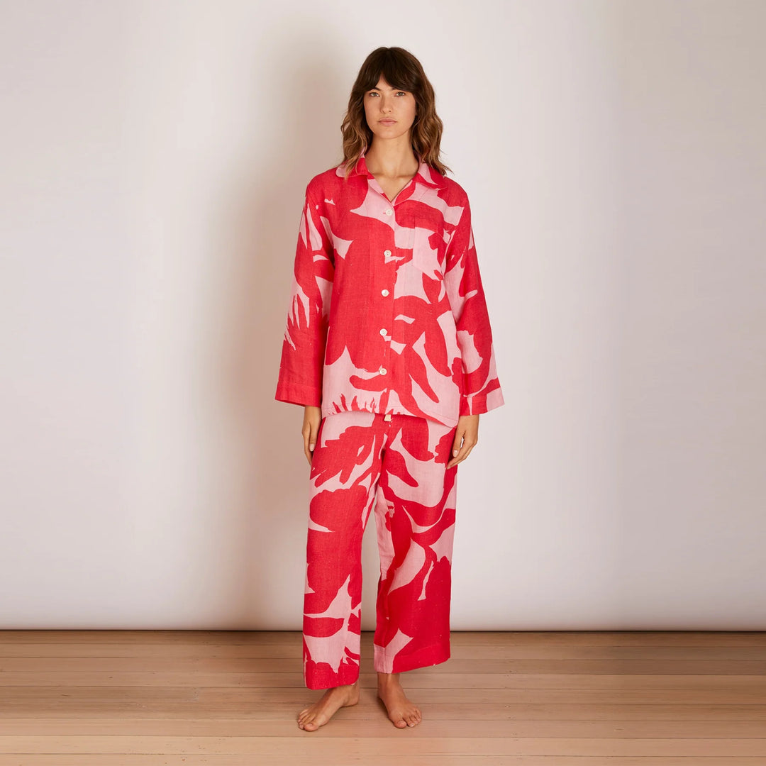 Bonnie & Neil Carmine Pink Pyjamas Set