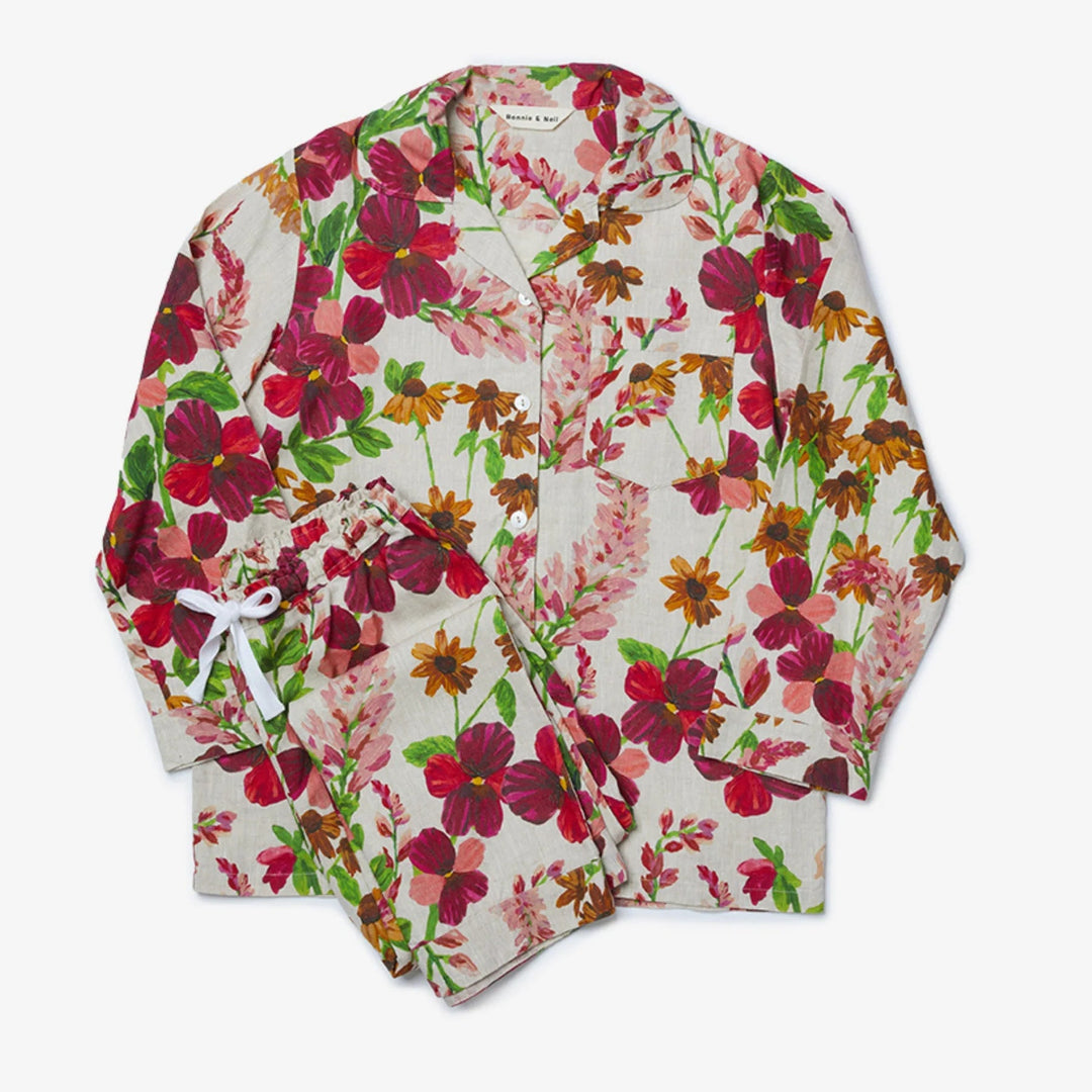 Bonnie & Neil Lupin Multi Linen Pyjama Set