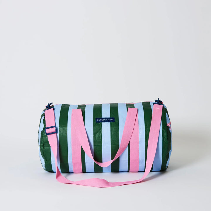 Project Ten Barrel Bag – Green Blue Stripe