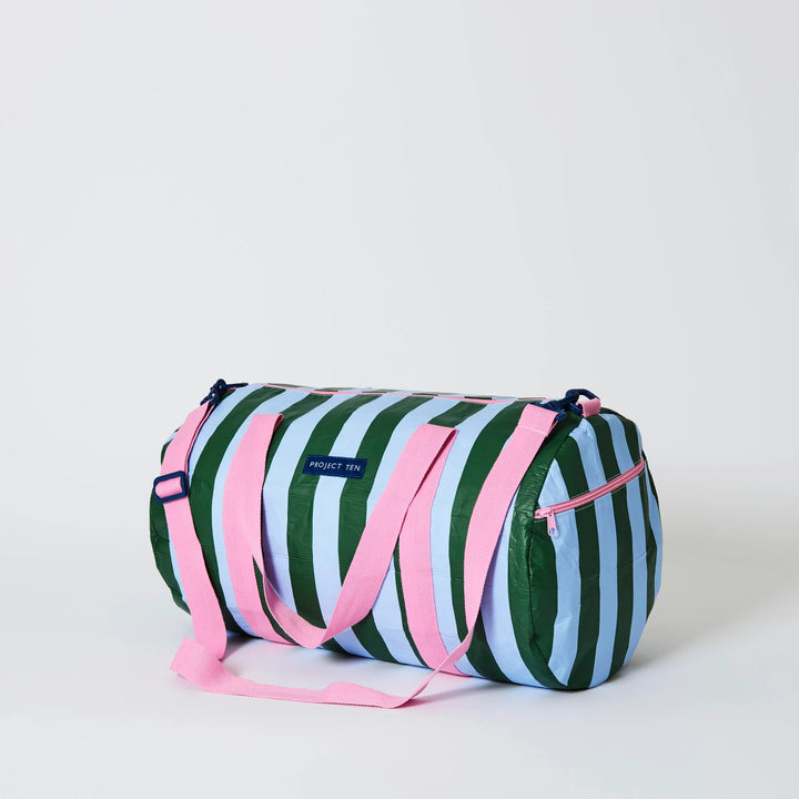 Project Ten Barrel Bag – Green Blue Stripe