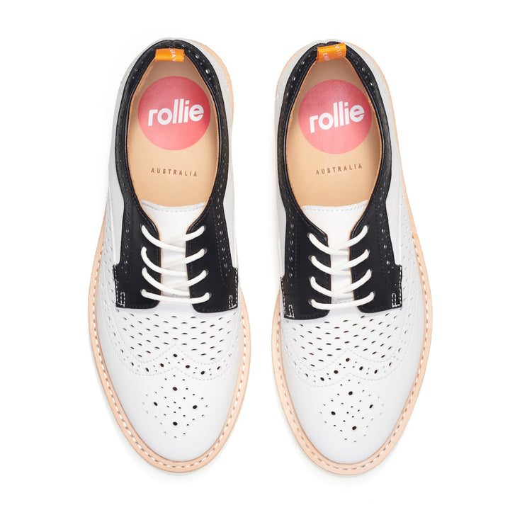 Rollie Brogue Rise Punch - White Mod *FINAL SALE*