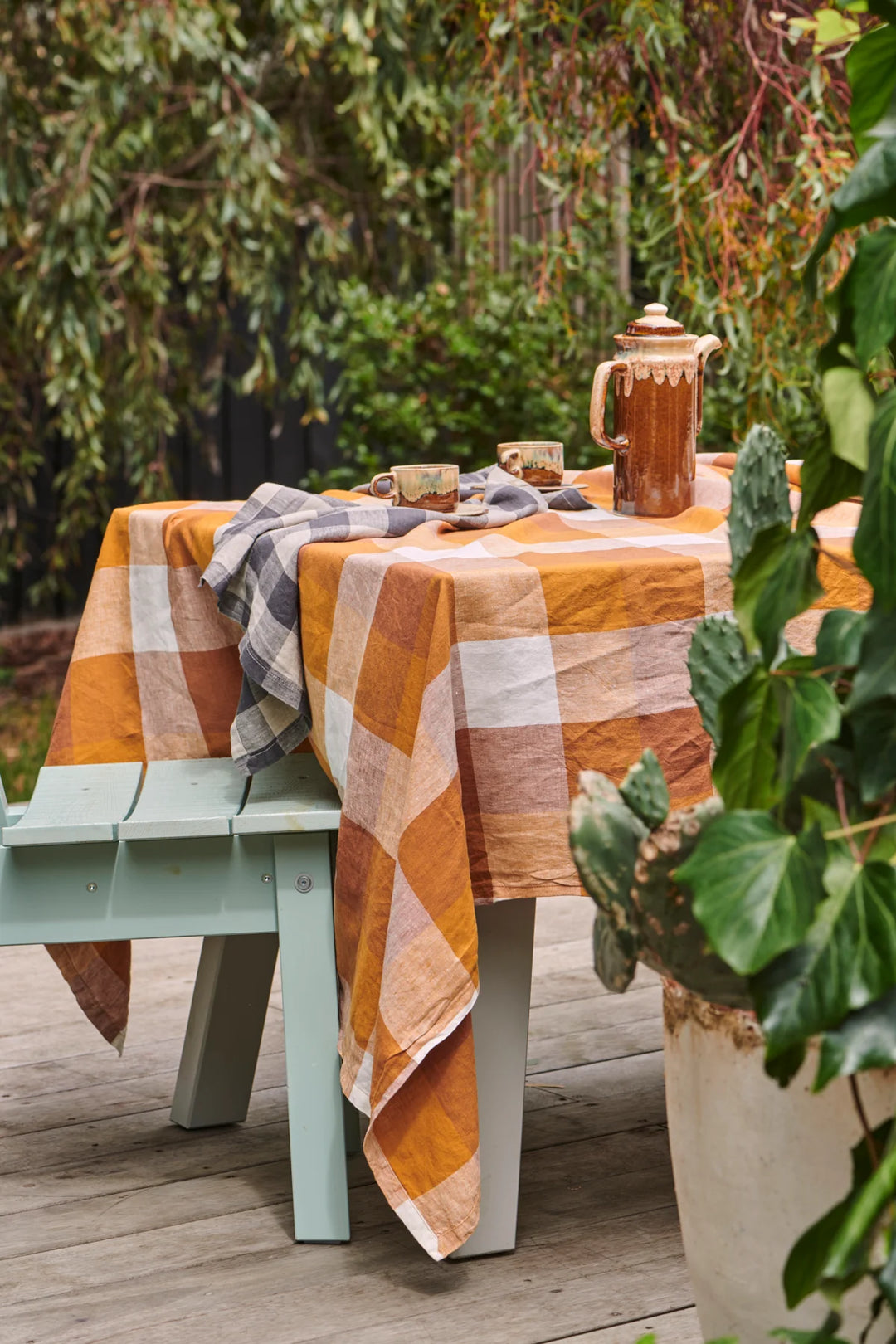 Society of Wanderers Biscuit Check Tablecloth Linen
