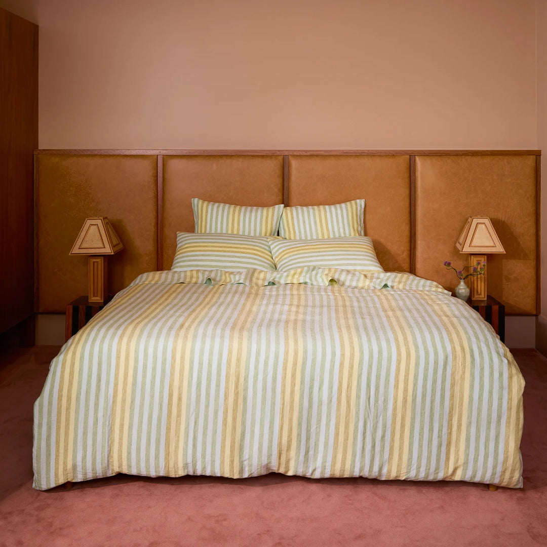 Bonnie & Neil Stripe Blue Green Linen Standard Pillowcases