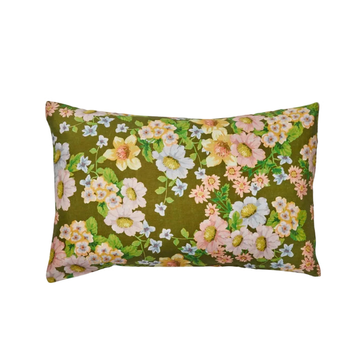 Bonnie & Neil Buttercup Olive Linen Standard Pillowcases