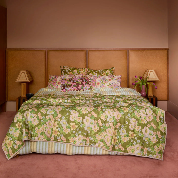 Bonnie & Neil Stripe Blue Green Linen Quilt Cover