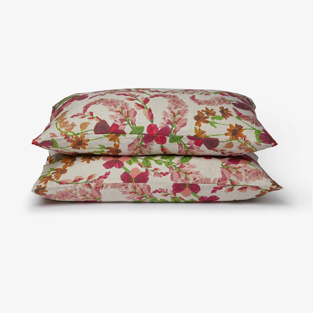 Bonnie & Neil Lupin Multi Linen Standard Pillowcases