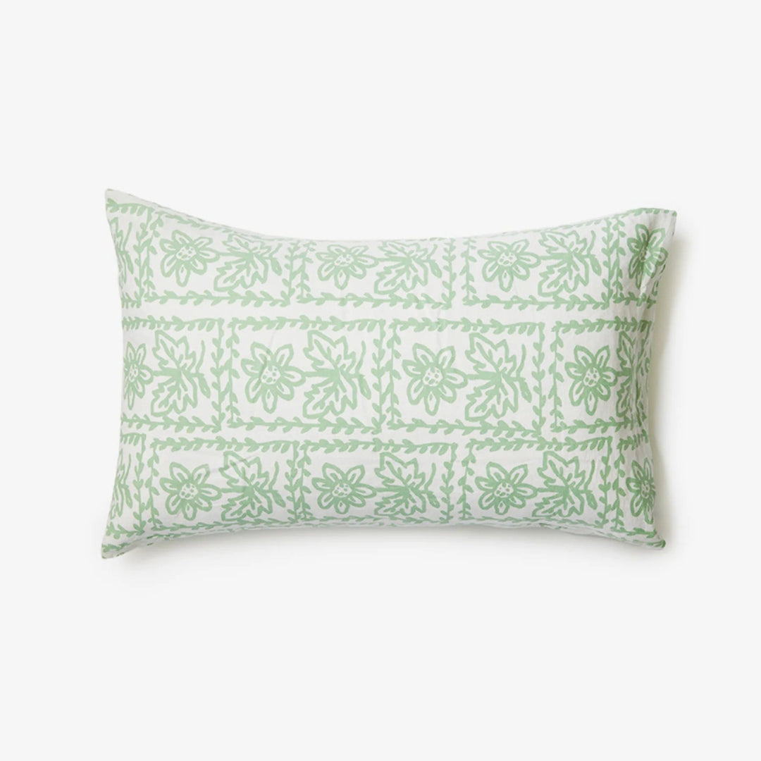 Bonnie & Neil Daisy Sage Linen Standard Pillowcases