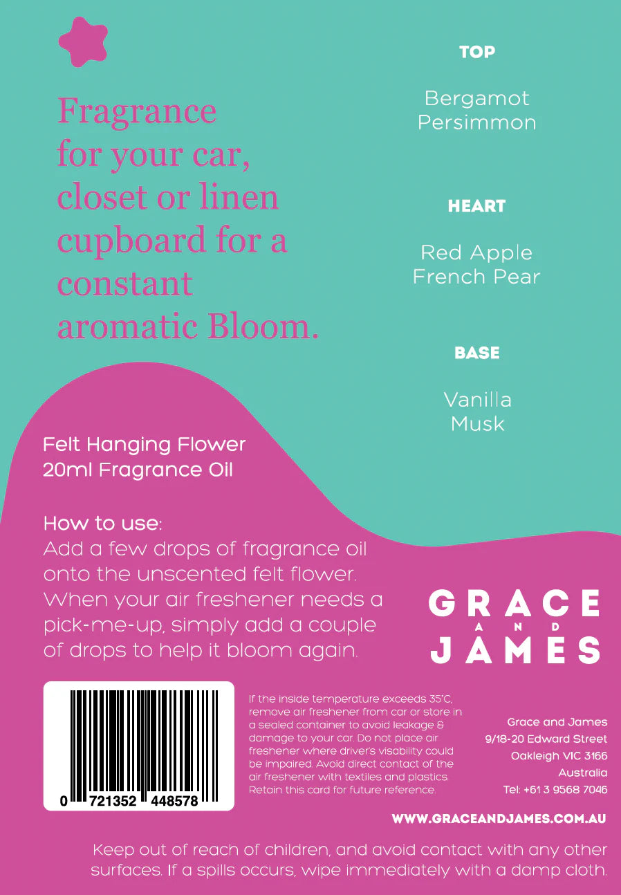 Grace and James Persimmon & Vanilla Felt Air Freshener