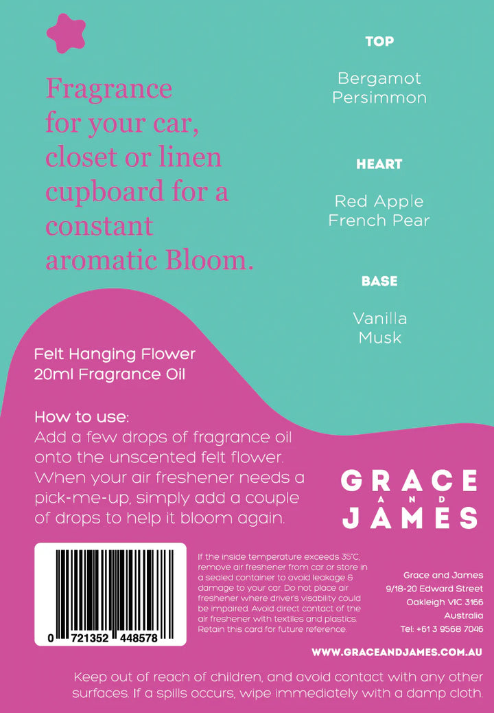 Grace and James Persimmon & Vanilla Felt Air Freshener