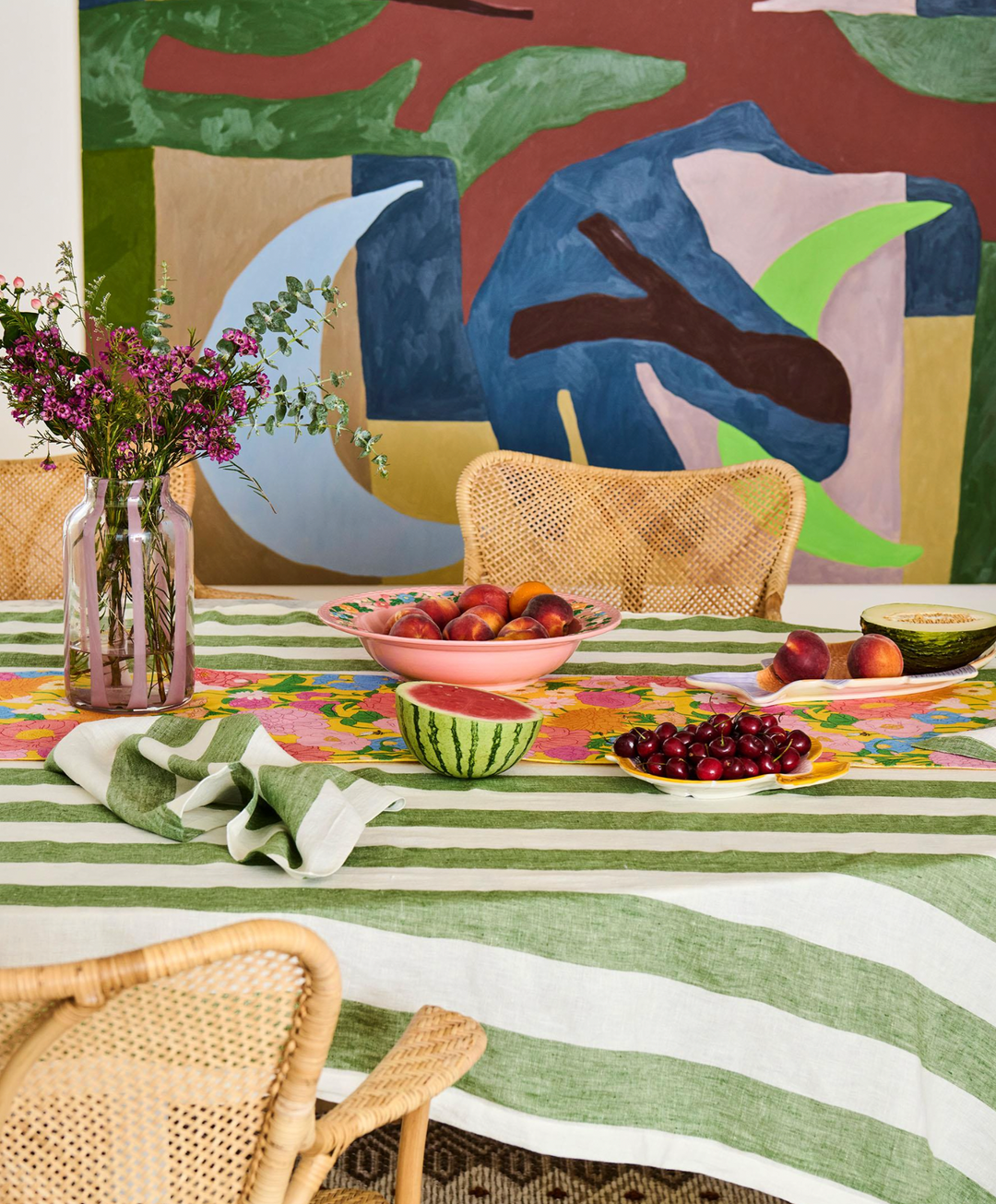 Kip & Co Moss Stripe 4P Napkin Set